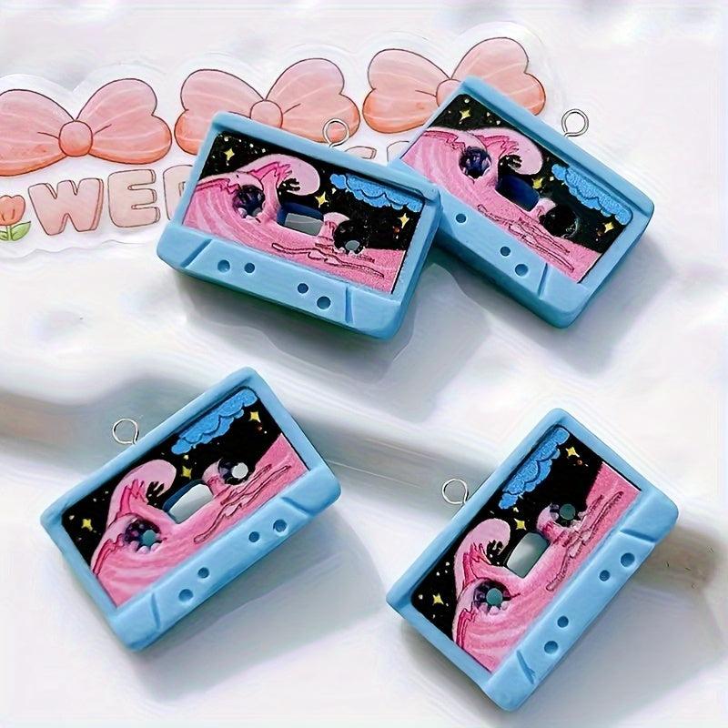 10pcs Retro Cassette Tape Resin Charms DIY Jewelry & Keychains