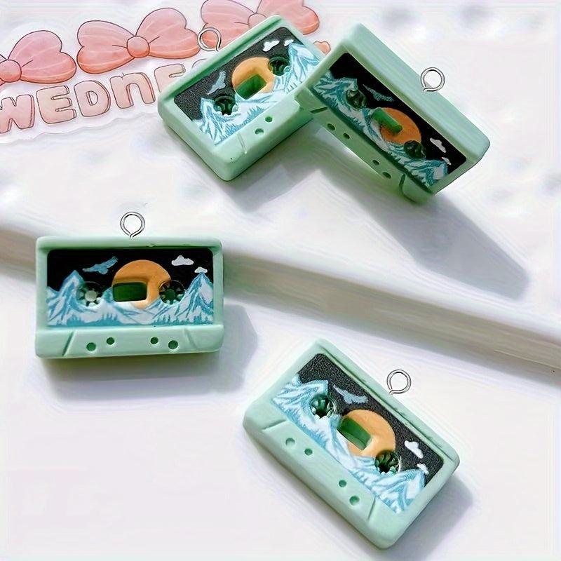 10pcs Retro Cassette Tape Resin Charms DIY Jewelry & Keychains