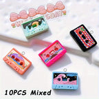 10pcs Retro Cassette Tape Resin Charms DIY Jewelry & Keychains