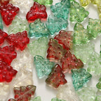 50pcs Christmas Tree Beads Red Green Clear Golden Brown Straight Hole Beads