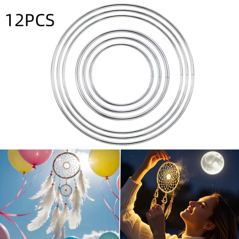 12pcs Metal Hoops Dream Catcher Wire Hoops for DIY Crafts 6 Sizes Total 12pcs