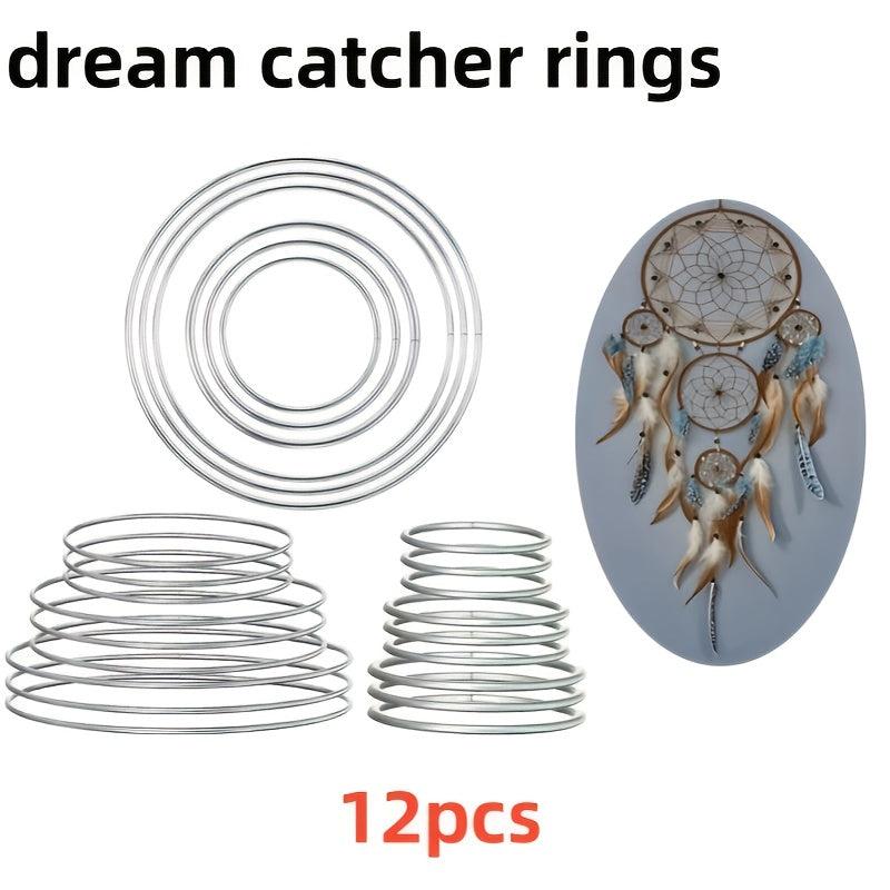 12pcs Metal Hoops Dream Catcher Wire Hoops for DIY Crafts 6 Sizes Total 12pcs
