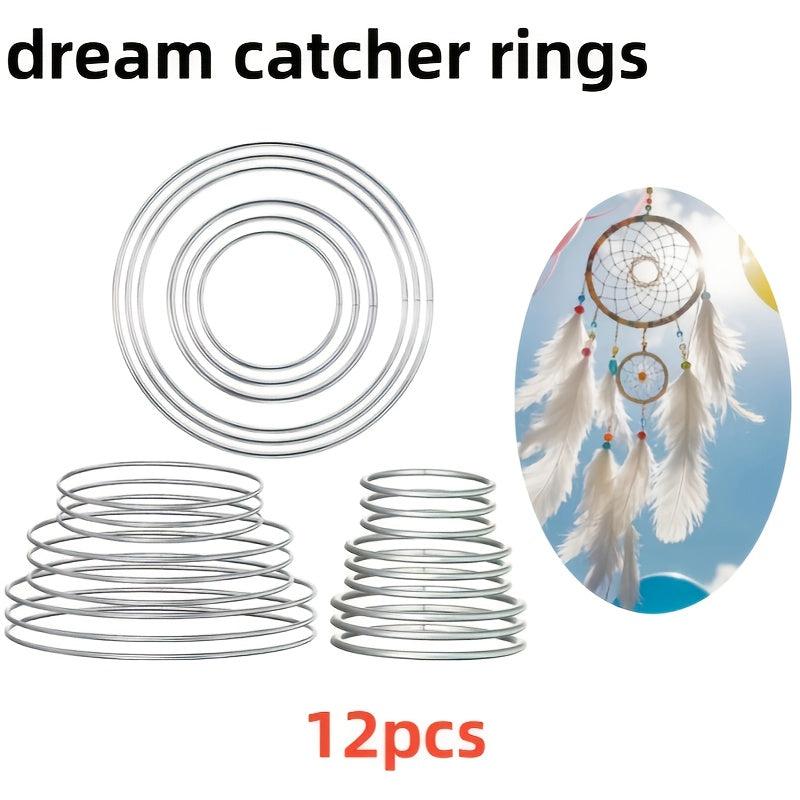 12pcs Metal Hoops Dream Catcher Wire Hoops for DIY Crafts 6 Sizes Total 12pcs