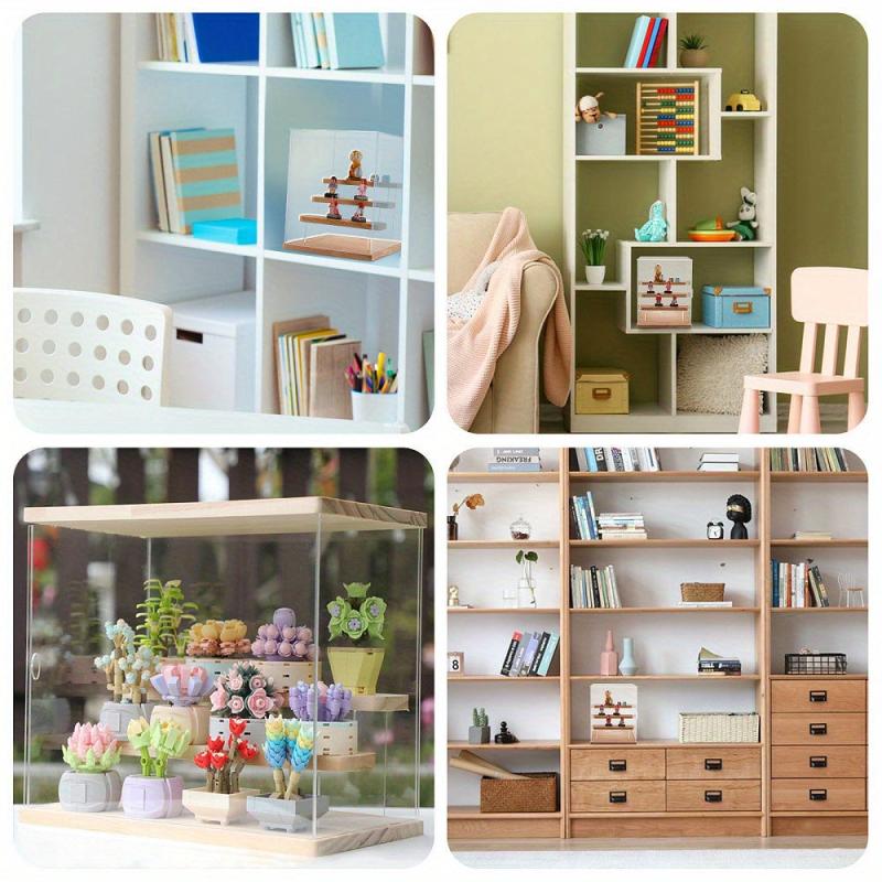 11pcs Acrylic Display Boxed with Wood, Clear, Jewelry Making