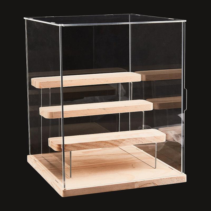 11pcs Acrylic Display Boxed with Wood, Clear, Jewelry Making