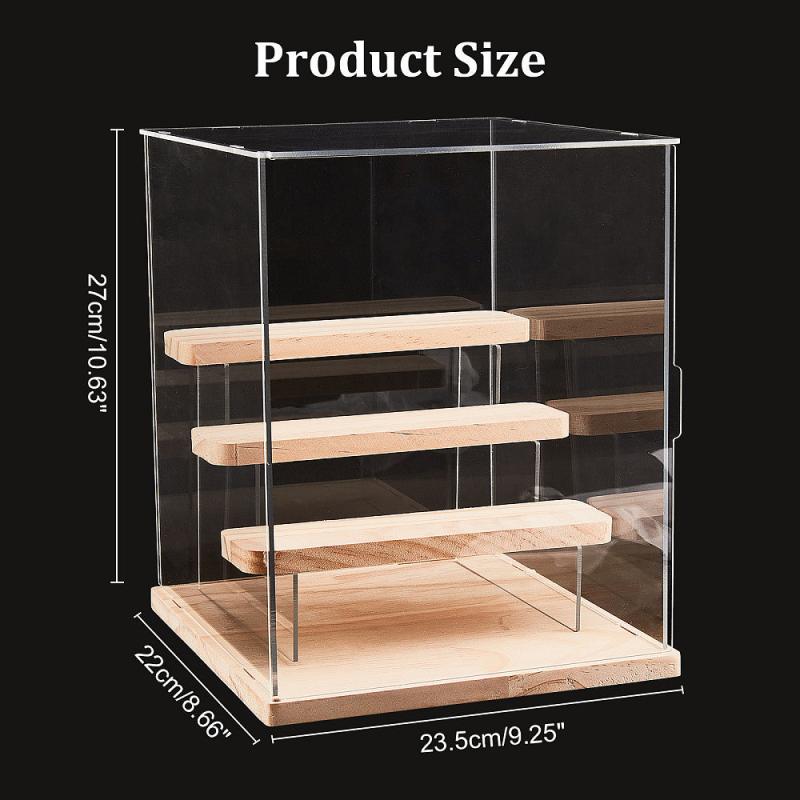 11pcs Acrylic Display Boxed with Wood, Clear, Jewelry Making