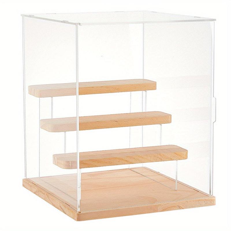 11pcs Acrylic Display Boxed with Wood, Clear, Jewelry Making