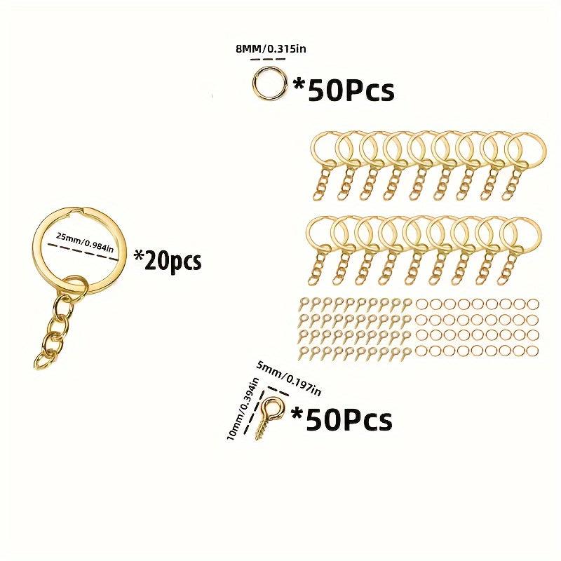 120pcs DIY Keychain & Earring Making Kit Zinc Alloy