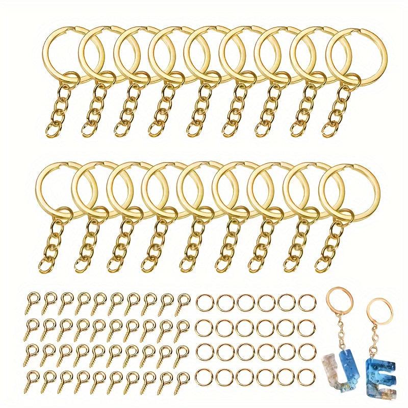 120pcs DIY Keychain & Earring Making Kit Zinc Alloy