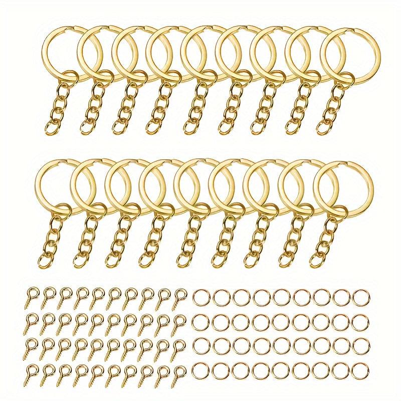 120pcs DIY Keychain & Earring Making Kit Zinc Alloy