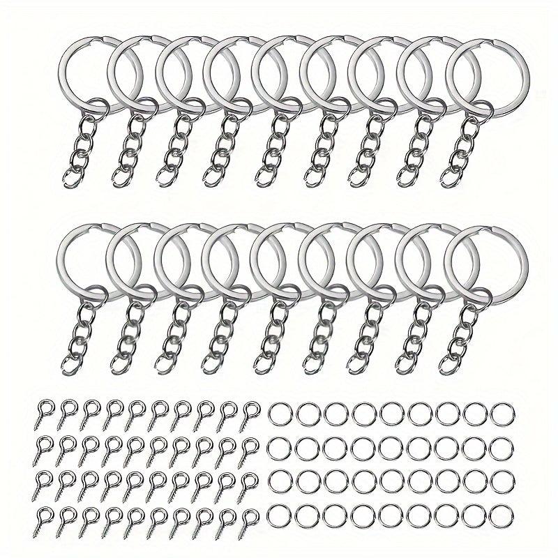 120pcs DIY Keychain & Earring Making Kit Zinc Alloy