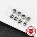 10pcs S925 Sterling Silver Spacer Beads Retro Barrel Tube Bead
