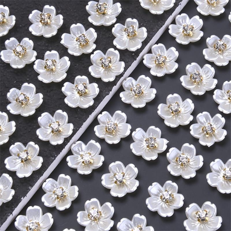 30pcs 12mm Acrylic Flower Patches w/ Golden Centers DIY Jewelry Clothing Crafts