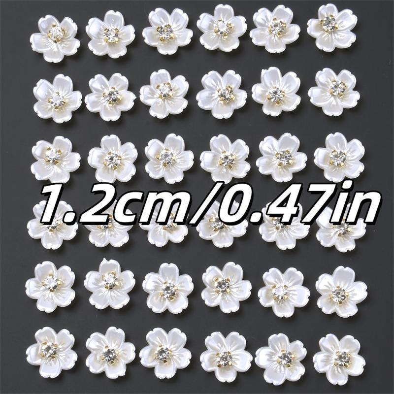 30pcs 12mm Acrylic Flower Patches w/ Golden Centers DIY Jewelry Clothing Crafts