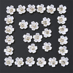 30pcs 12mm Acrylic Flower Patches w/ Golden Centers DIY Jewelry Clothing Crafts