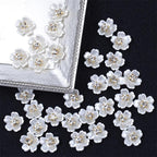 30pcs 12mm Acrylic Flower Patches w/ Golden Centers DIY Jewelry Clothing Crafts
