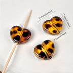 10pcs Retro Leopard Print Bowknot Heart Beads for DIY Jewelry Making