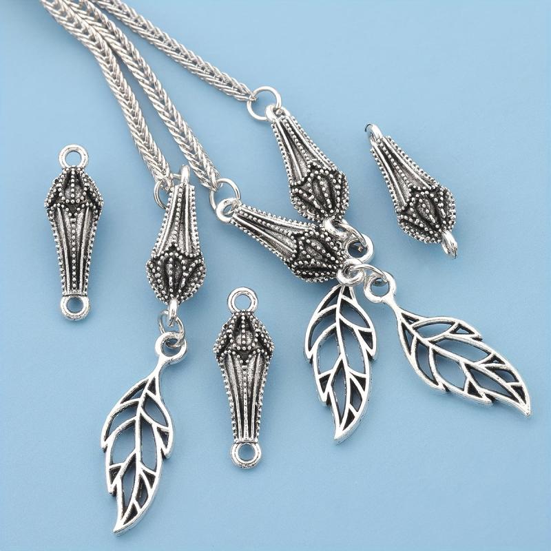 10pcs Vintage Water Drop Spacer Beads 24mm Connectors Textured Dual Hole Beads