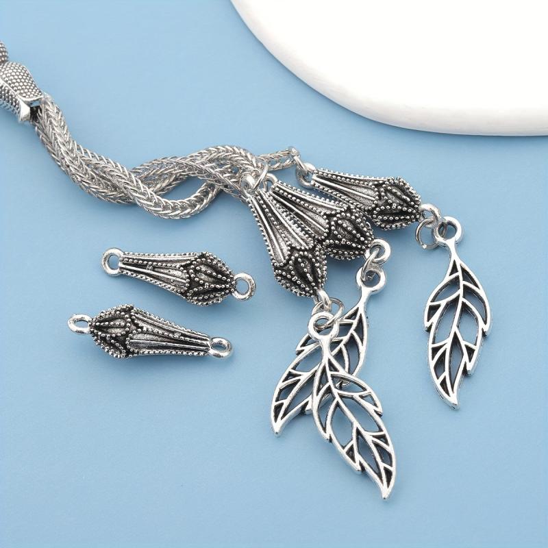 10pcs Vintage Water Drop Spacer Beads 24mm Connectors Textured Dual Hole Beads