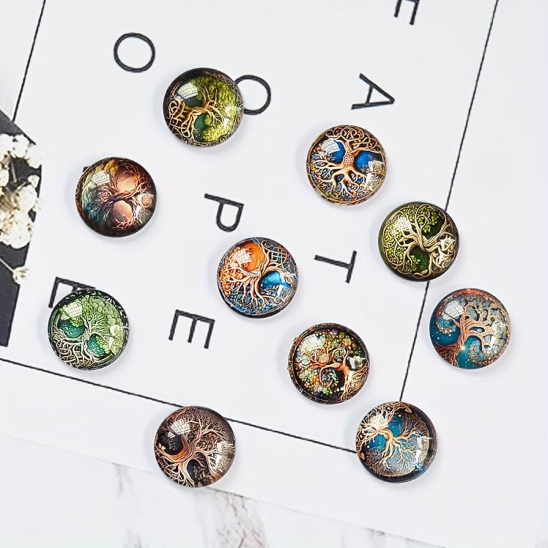 10pcs Round Glass Charms for Jewelry Making