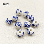 12mm Large Ceramic Beads with Porcelain Flowers for DIY Jewelry Making