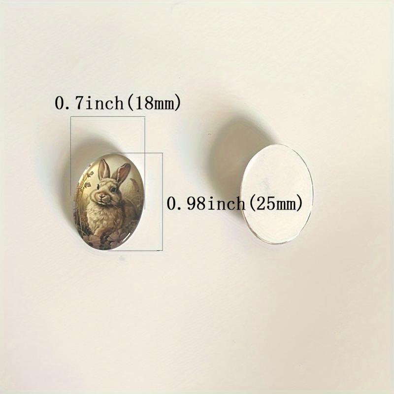 10pcs Vintage Rabbit Glass Art Jewelry Cabochons for DIY Crafts Beading