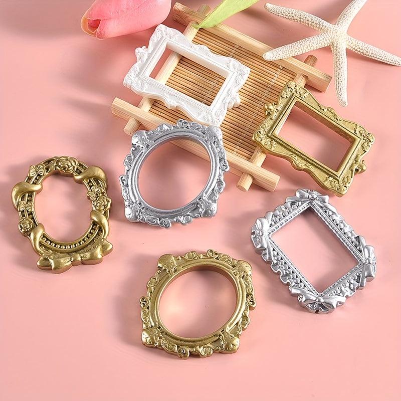 5pcs Mixed Resin Photo Frames for Dollhouse Scene Accessories