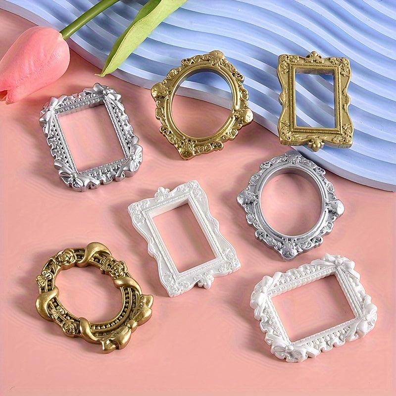 5pcs Mixed Resin Photo Frames for Dollhouse Scene Accessories
