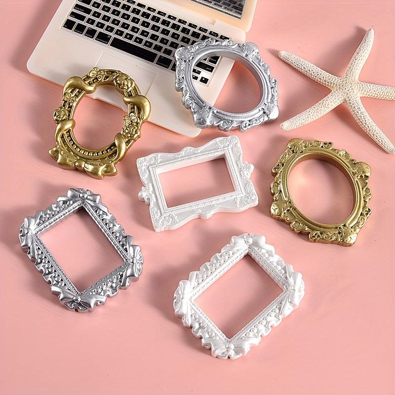 5pcs Mixed Resin Photo Frames for Dollhouse Scene Accessories