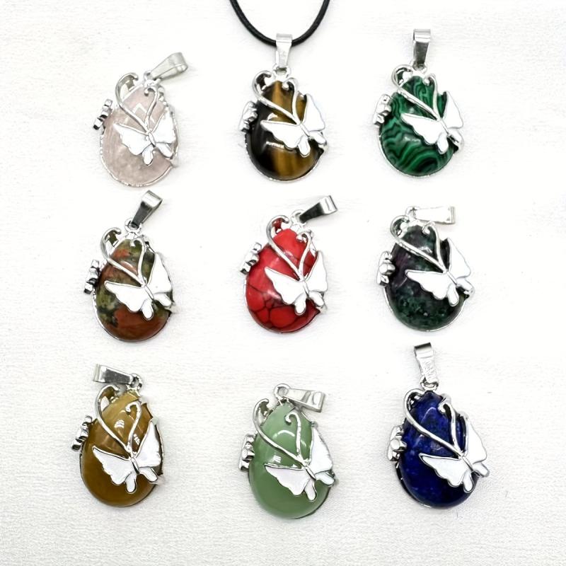 10pcs Natural Stone Butterfly Pendants for DIY Jewelry Making