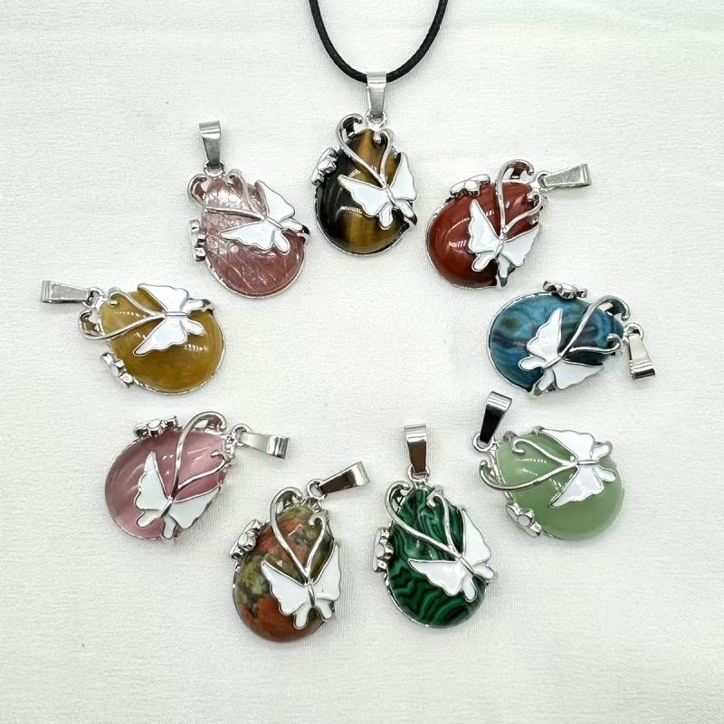 10pcs Natural Stone Butterfly Pendants for DIY Jewelry Making