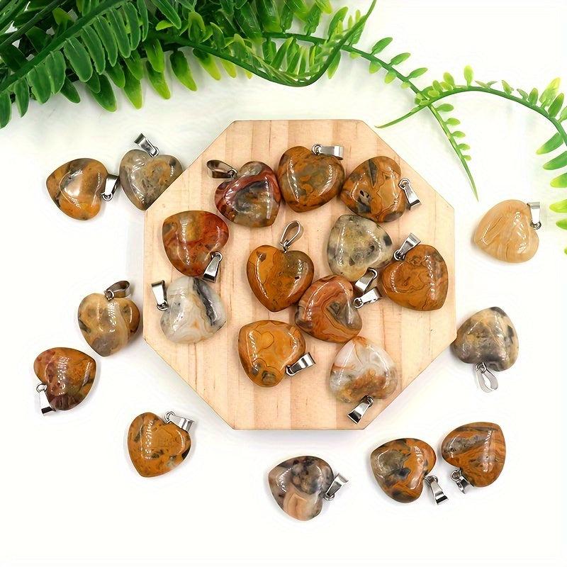 12pcs Crazy Agate Heart Stone Pendants DIY Jewelry Making