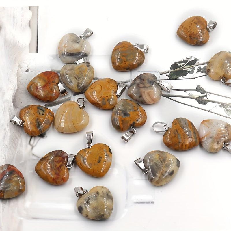 12pcs Crazy Agate Heart Stone Pendants DIY Jewelry Making