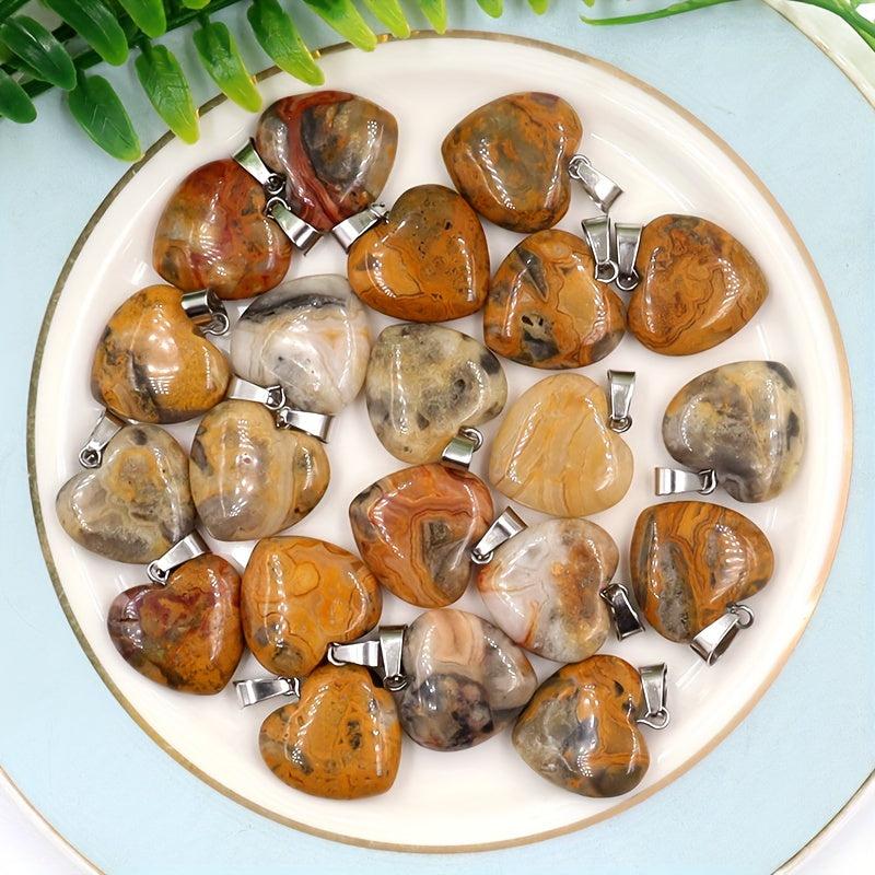 12pcs Crazy Agate Heart Stone Pendants DIY Jewelry Making