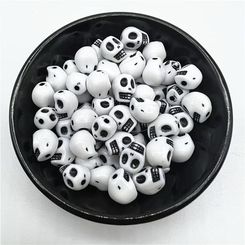 25pcs Halloween Skull Beads for DIY Crafts Jewelry Making Costume Decor