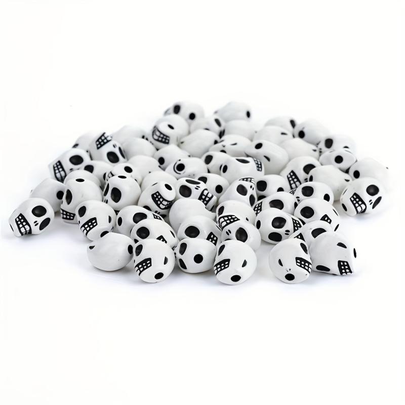 25pcs Halloween Skull Beads for DIY Crafts Jewelry Making Costume Decor