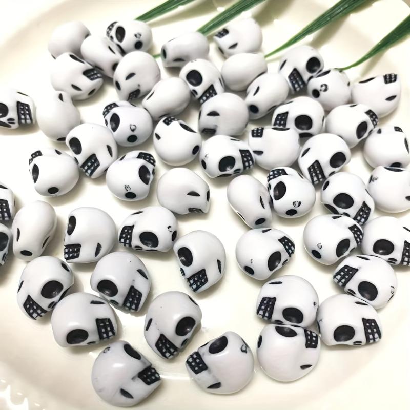 25pcs Halloween Skull Beads for DIY Crafts Jewelry Making Costume Decor