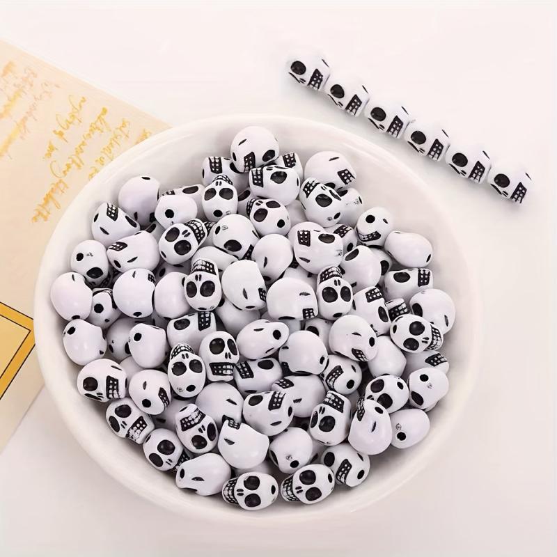 25pcs Halloween Skull Beads for DIY Crafts Jewelry Making Costume Decor
