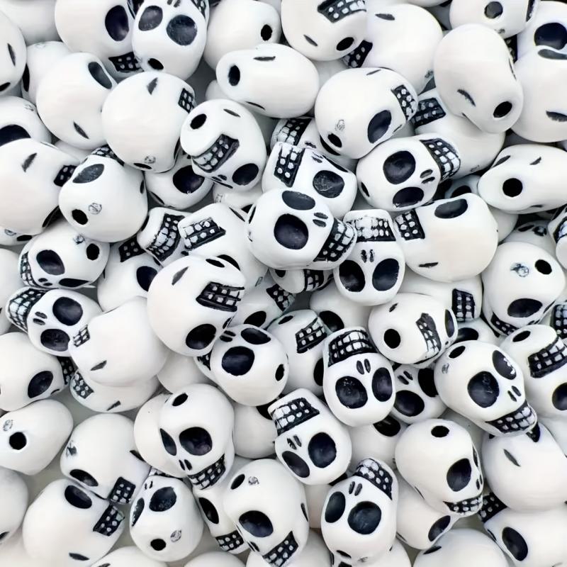 25pcs Halloween Skull Beads for DIY Crafts Jewelry Making Costume Decor