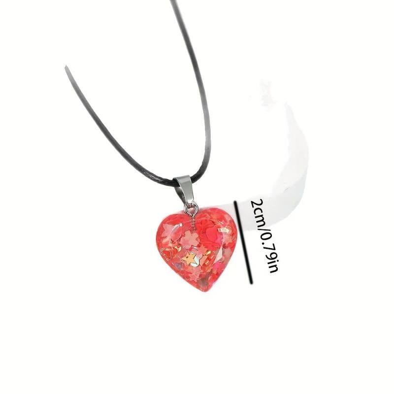 12pcs Fluorescent Resin Pendant Set - Heart Shaped Necklace Sweater Chain Decor