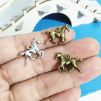 12pcs Antique Bronze & Silvery Horse Charms Pendant Set for DIY Jewelry Making