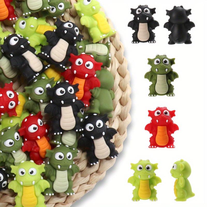 12pcs Colorful 3D Dinosaur Silicone Beads for DIY Crafts