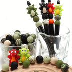 12pcs Colorful 3D Dinosaur Silicone Beads for DIY Crafts