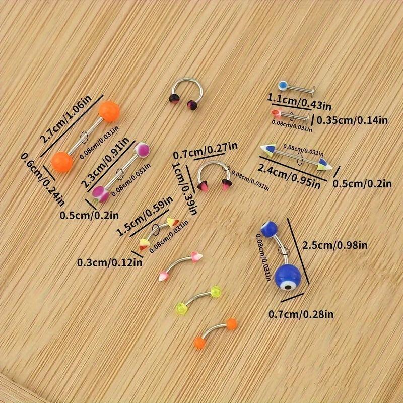 110pcs Mixed Styles Piercing Barbell Body Jewelry Set