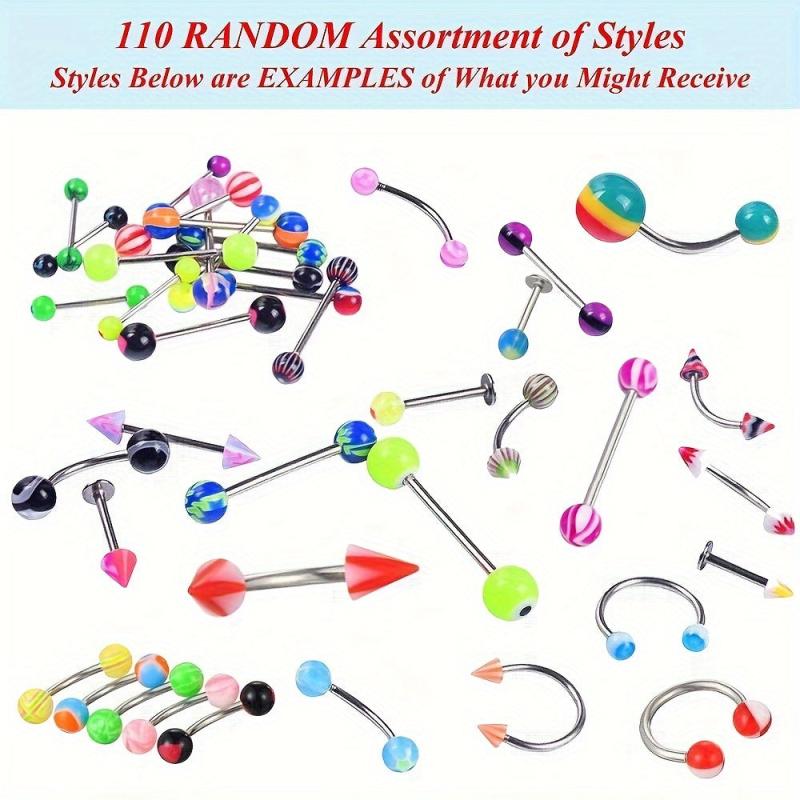 110pcs Mixed Styles Piercing Barbell Body Jewelry Set