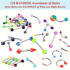 110pcs Mixed Styles Piercing Barbell Body Jewelry Set