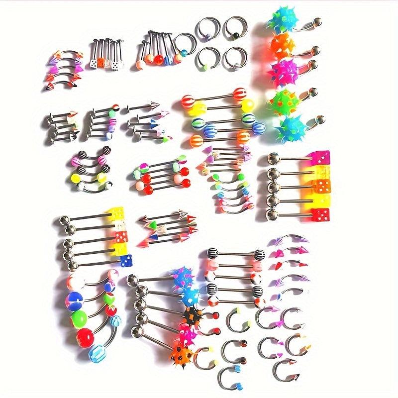 110pcs Mixed Styles Piercing Barbell Body Jewelry Set