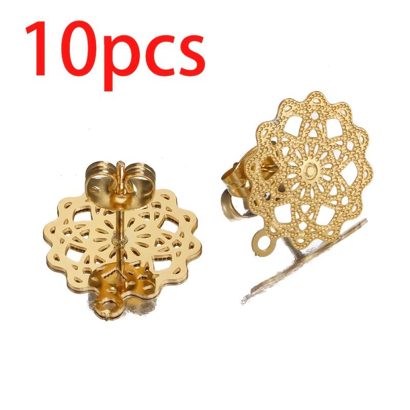 10pcs Stainless Steel Flower Ear Studs for Earrings Jewelry Making