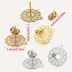 10pcs Stainless Steel Flower Ear Studs for Earrings Jewelry Making