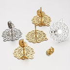 10pcs Stainless Steel Flower Ear Studs for Earrings Jewelry Making